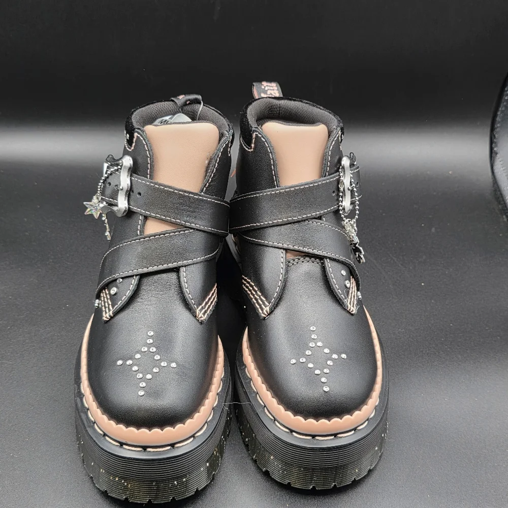 Dr. Martens Women's Caitie Leather Buckle Platform Boot